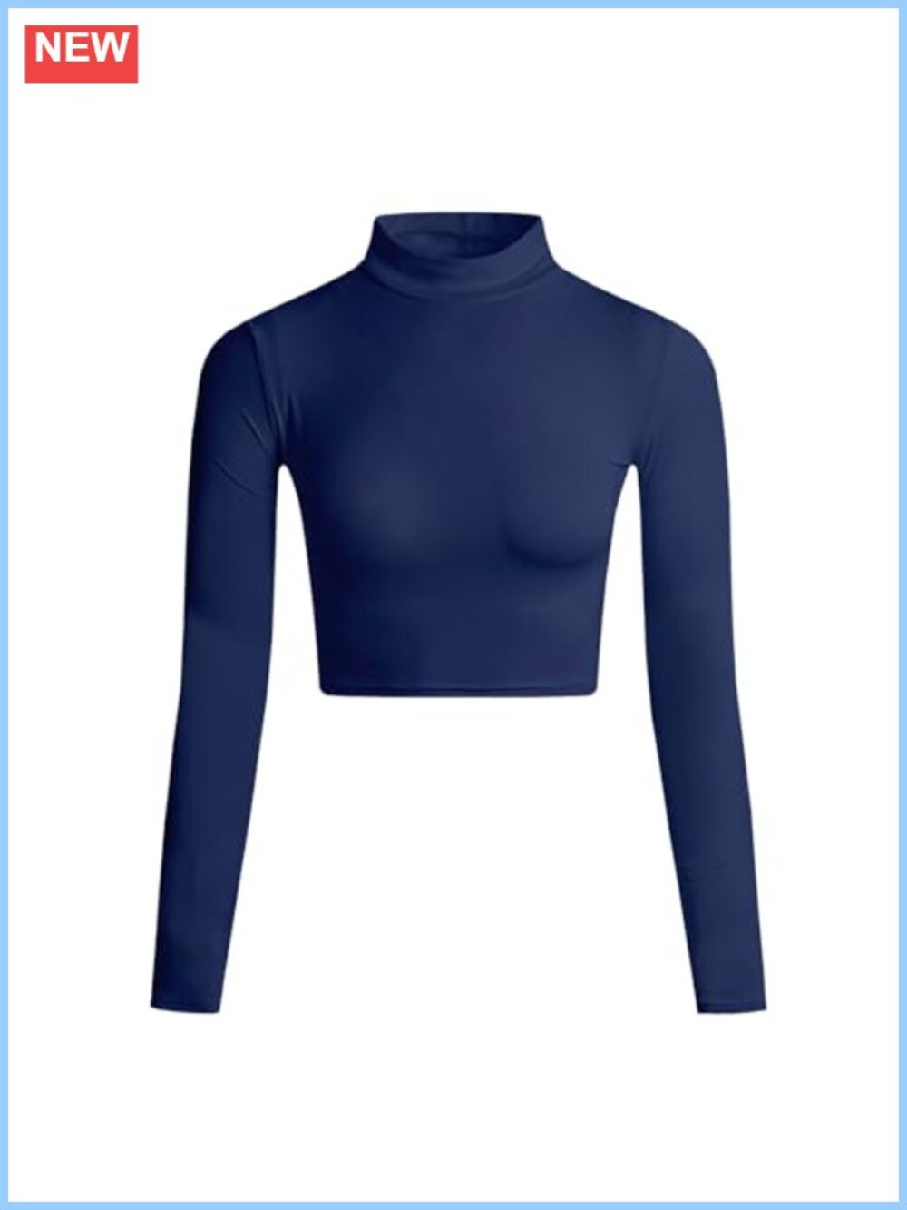 Women's Long Sleeve Mock Neck Crop Top Stretch Base Layer T-Shirt